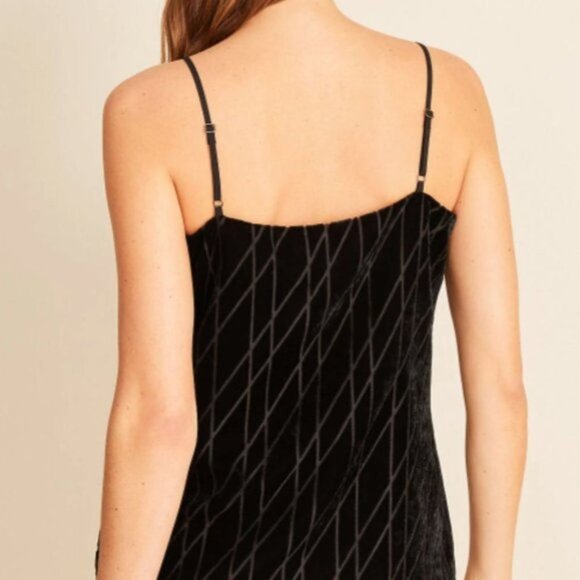 Ann Taylor Black Diamond Argyle Pattern Velvet Drapey Cami Top Small S $80 Lined - Picture 3 of 14